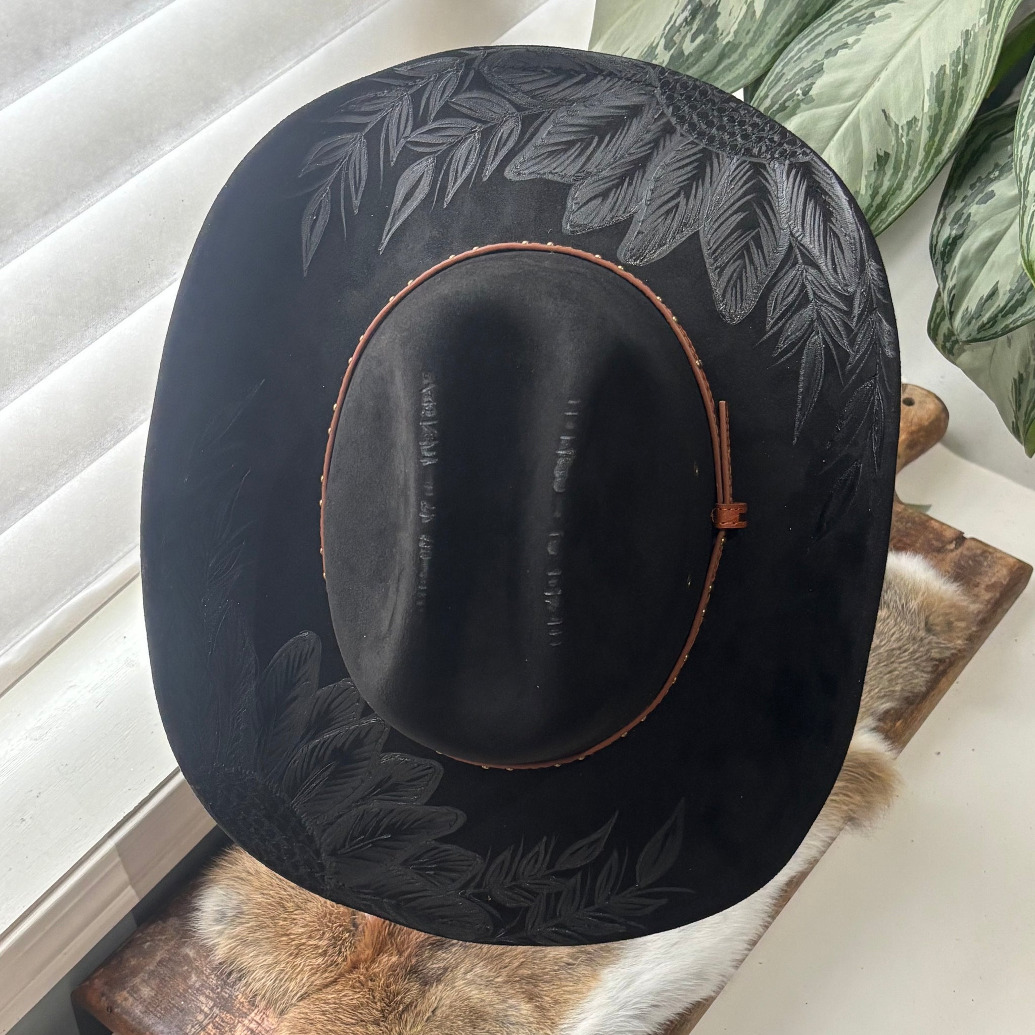 HAND BURNED HAT - "SUNFLOWER RIDGE"