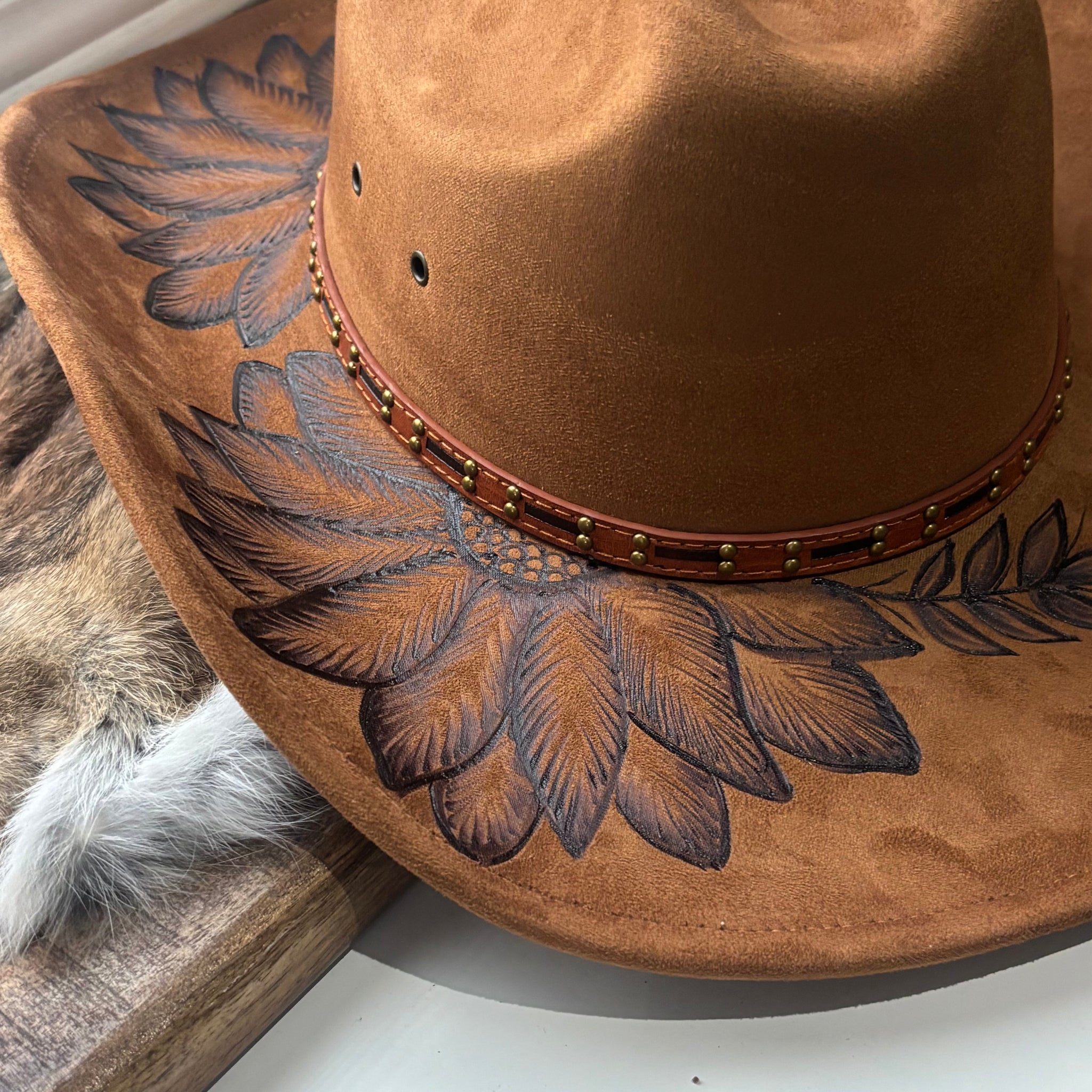 HAND BURNED HAT - “CHARLIE”