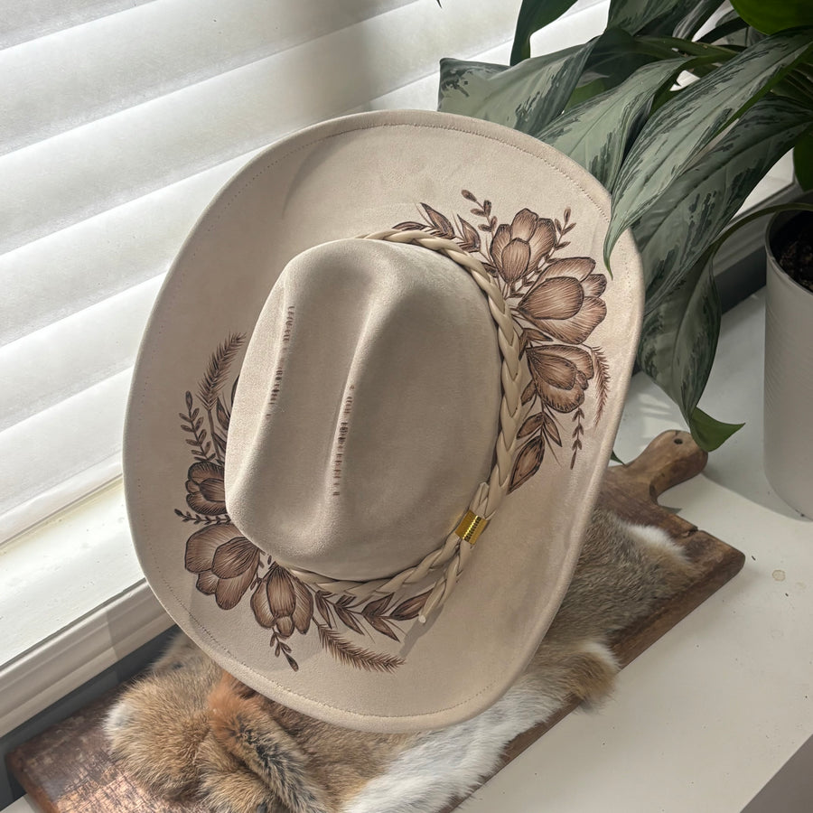 HAND BURNED HAT - "CHRISTINA"