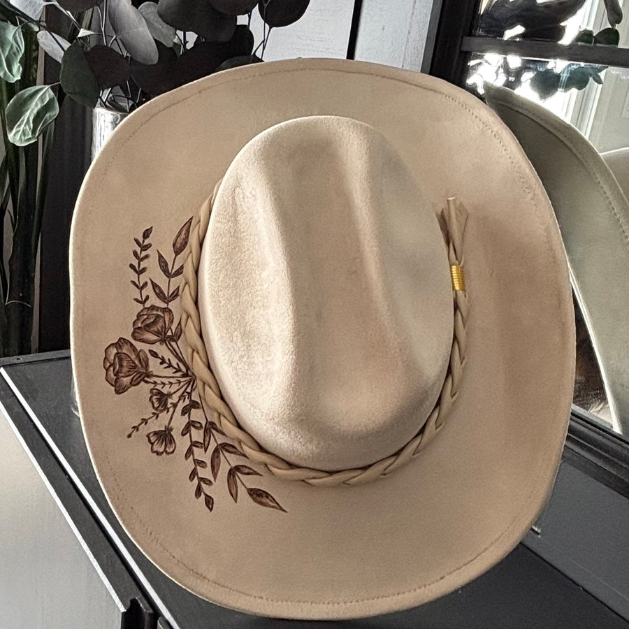 HAND BURNED HAT - "WILD HEART"