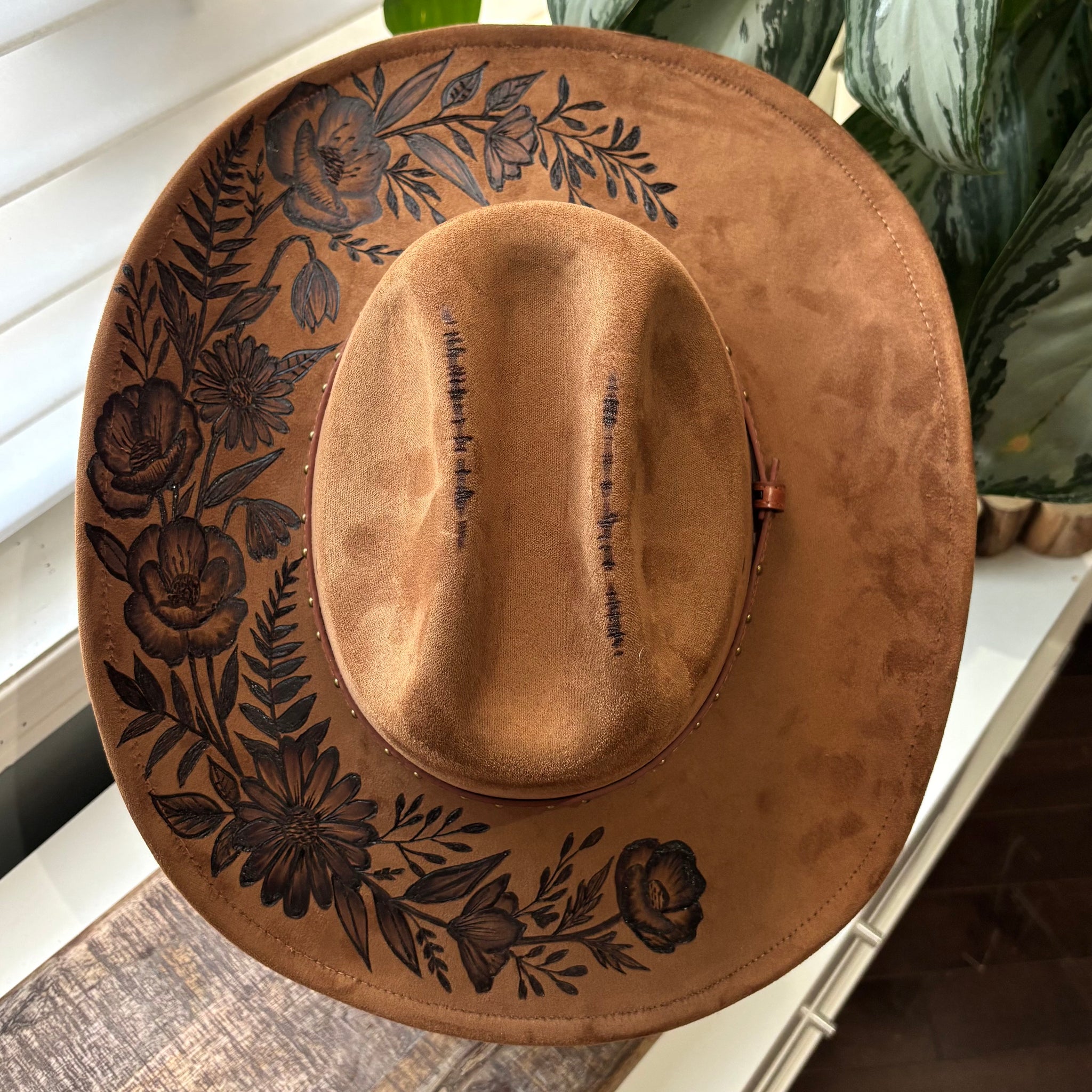HAND BURNED HAT - WILD FLOWER MEADOW