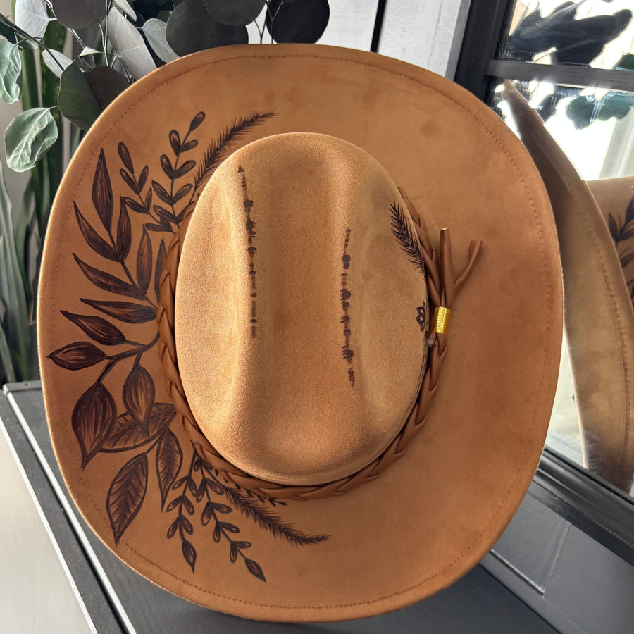 HAND BURNED HAT - "PRAIRIE BLOOM"
