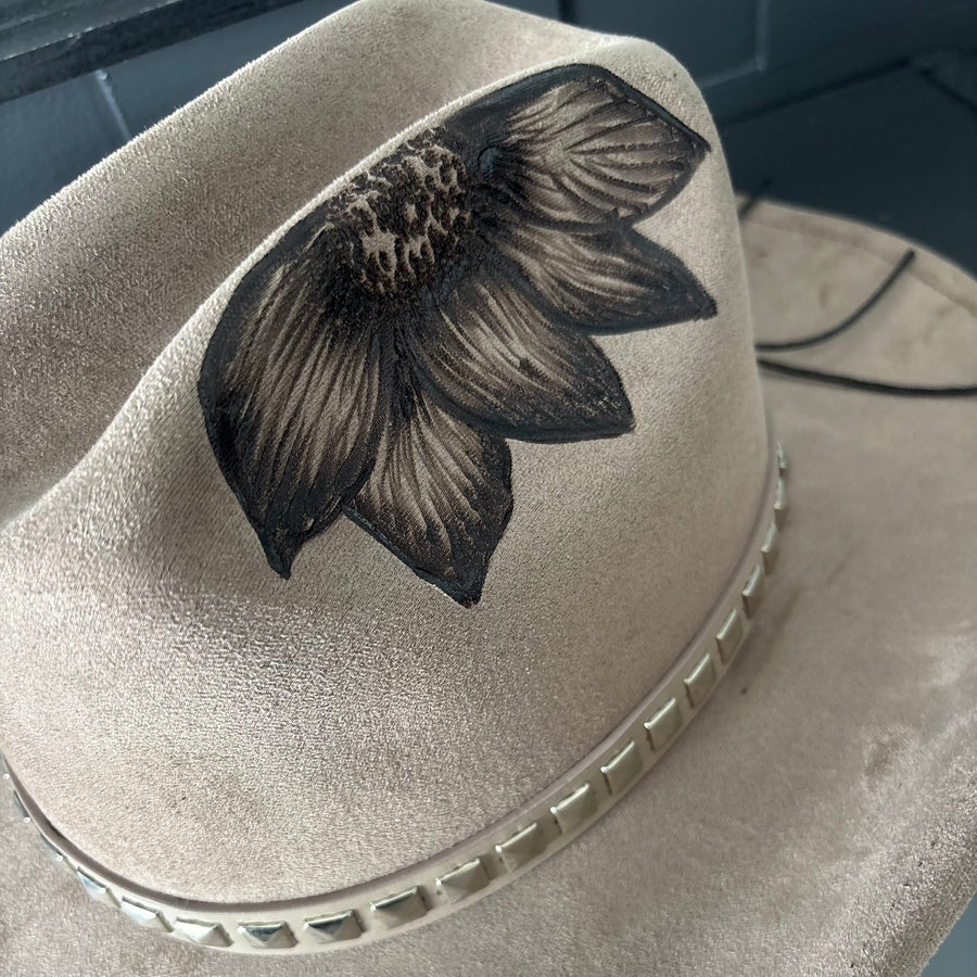 HAND BURNED HAT - "SHADOW"