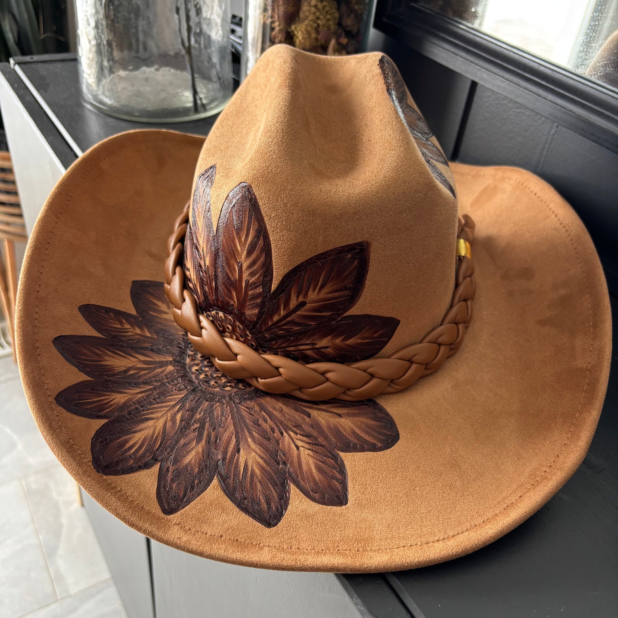 HAND BURNED HAT - "SUNNY"