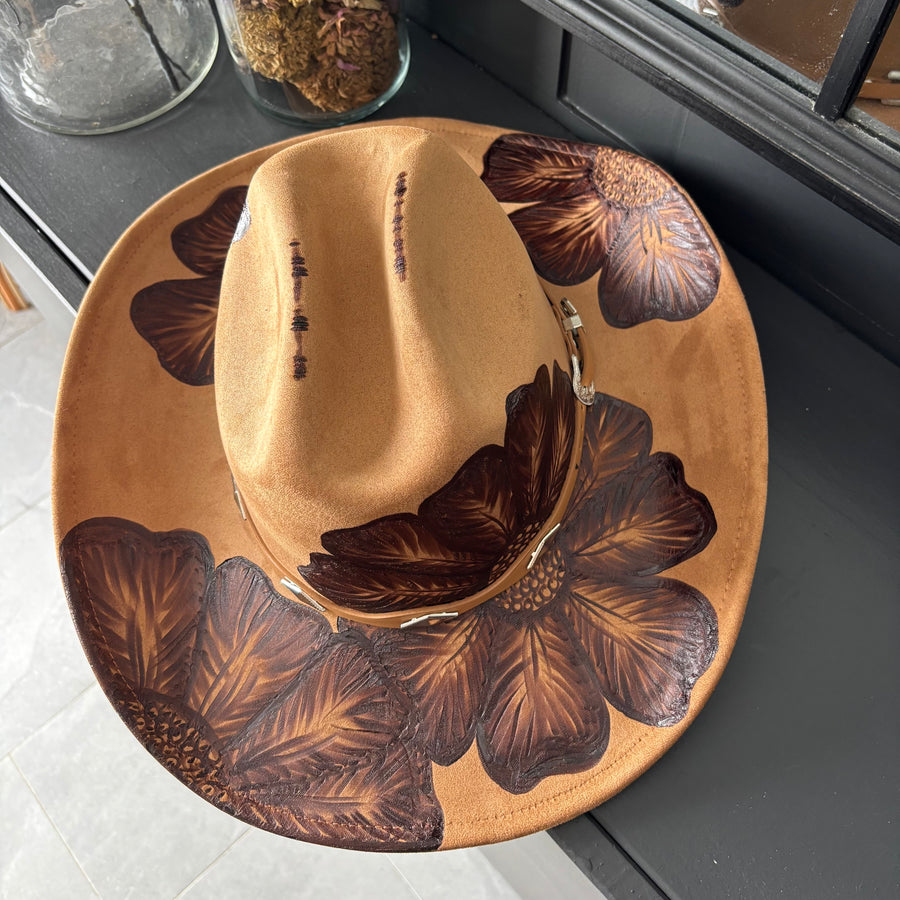 HAND BURNED HAT - "WHISPERING WILLOW"