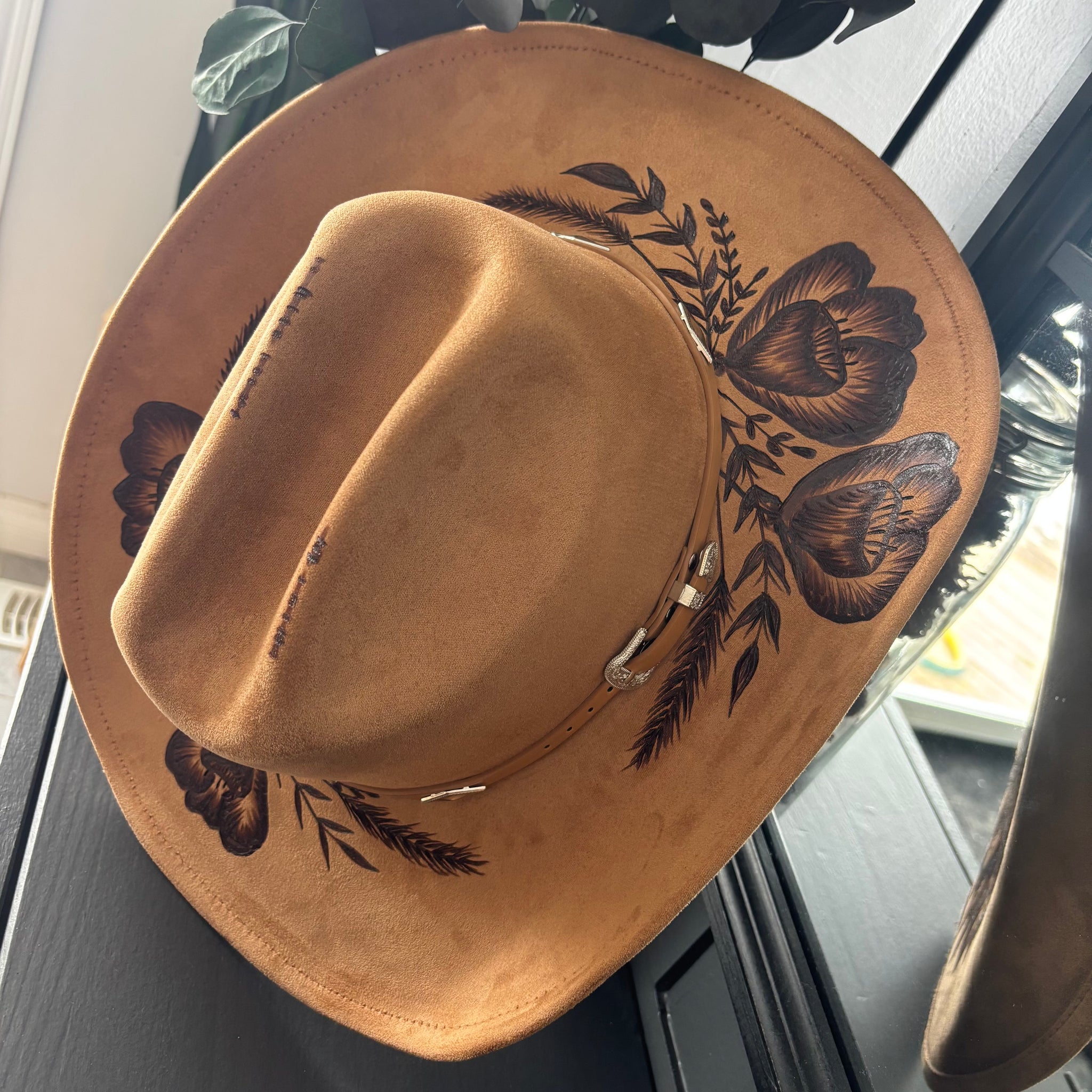 HAND BURNED HAT - “CHARLIE”