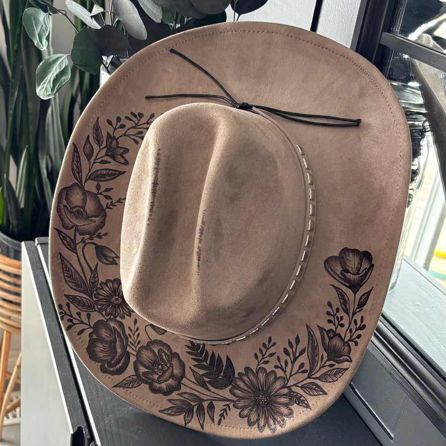 HAND BURNED HAT - "WILD PRAIRIE"