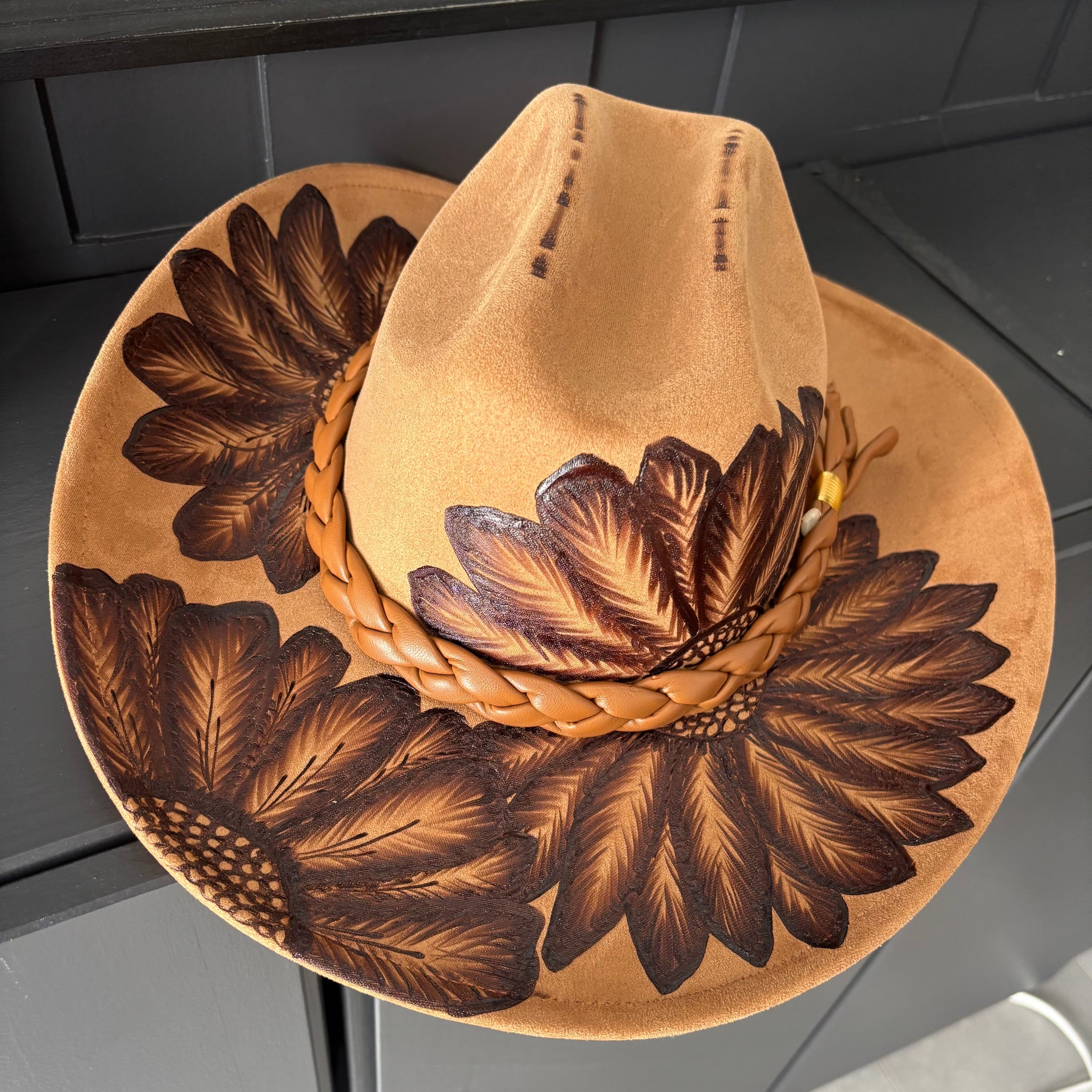 HAND BURNED HAT - "RAY"