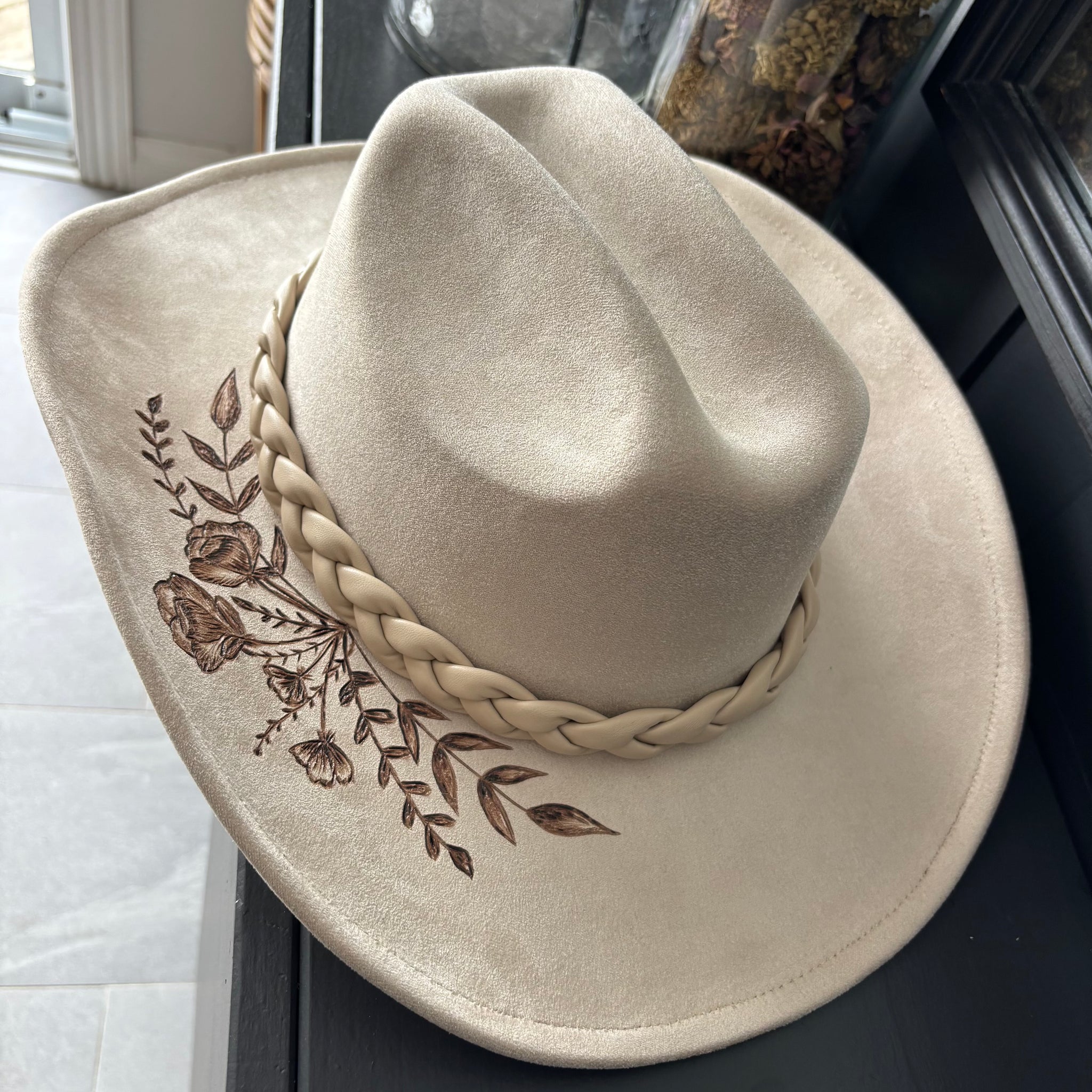 HAND BURNED HAT - "WILD HEART"