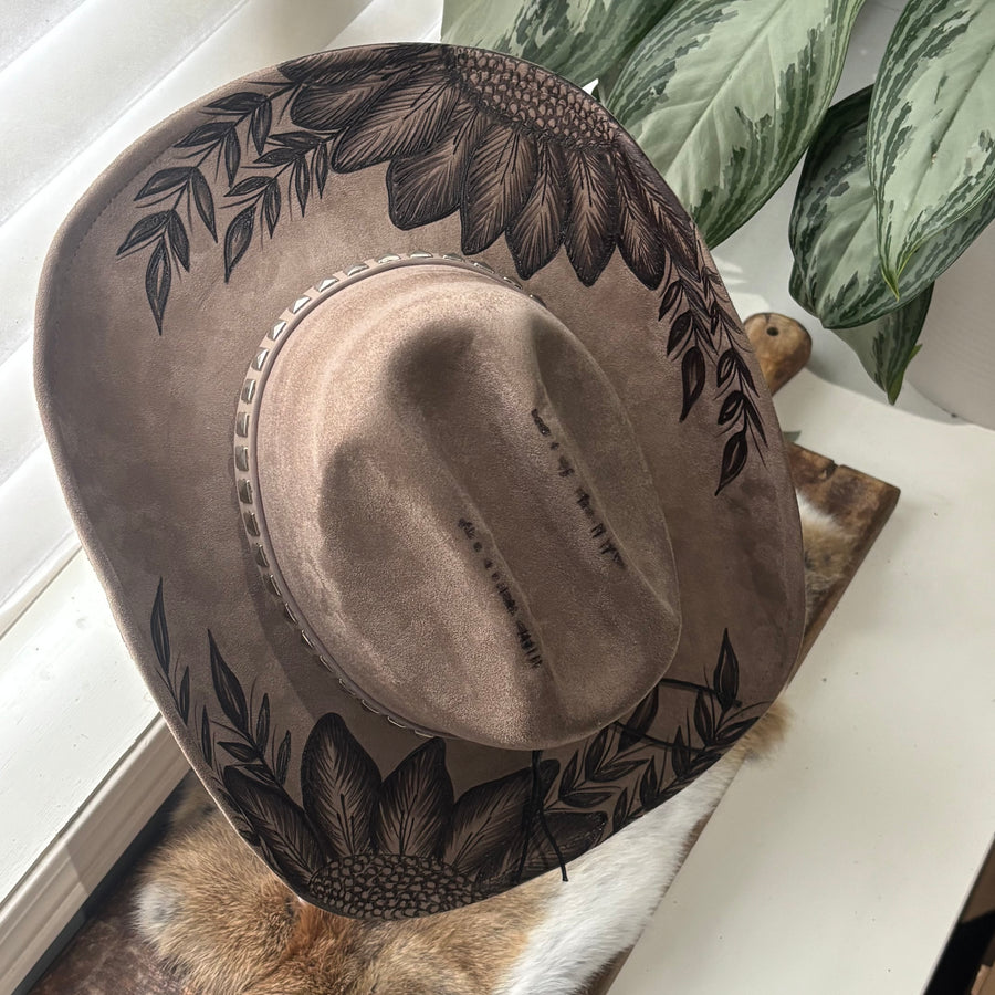 Hand Burned Hat - "SUNFLOWER BLISS”