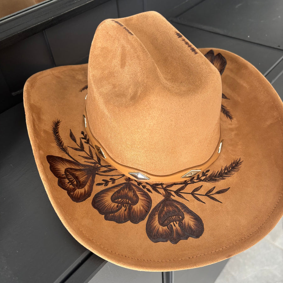 HAND BURNED HAT - “CHARLIE”