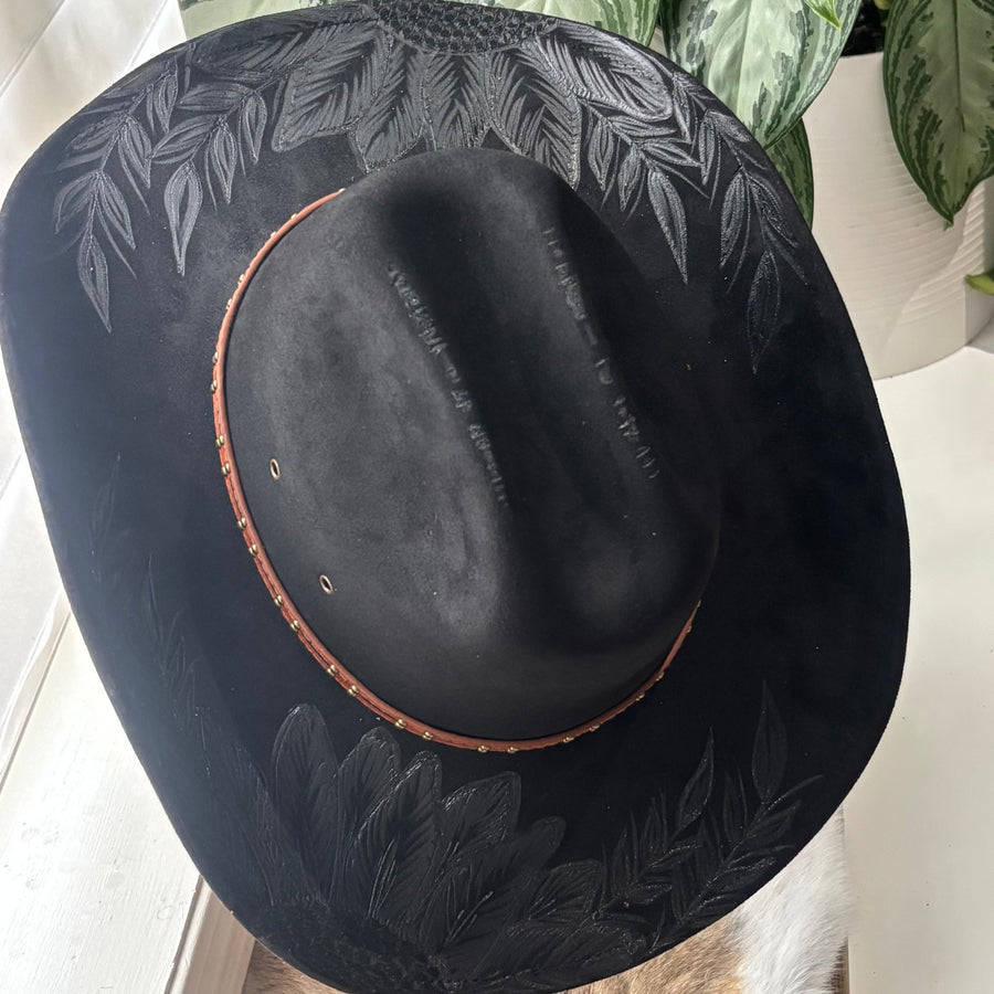 HAND BURNED HAT - "SUNFLOWER RIDGE"