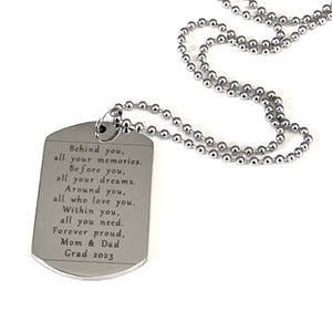 Custom Laser Engraved Stainless Steel Dog Tag Necklace