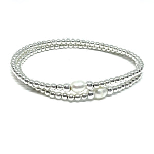 The “Poise" Single Pearl Sterling Silver Bracelet