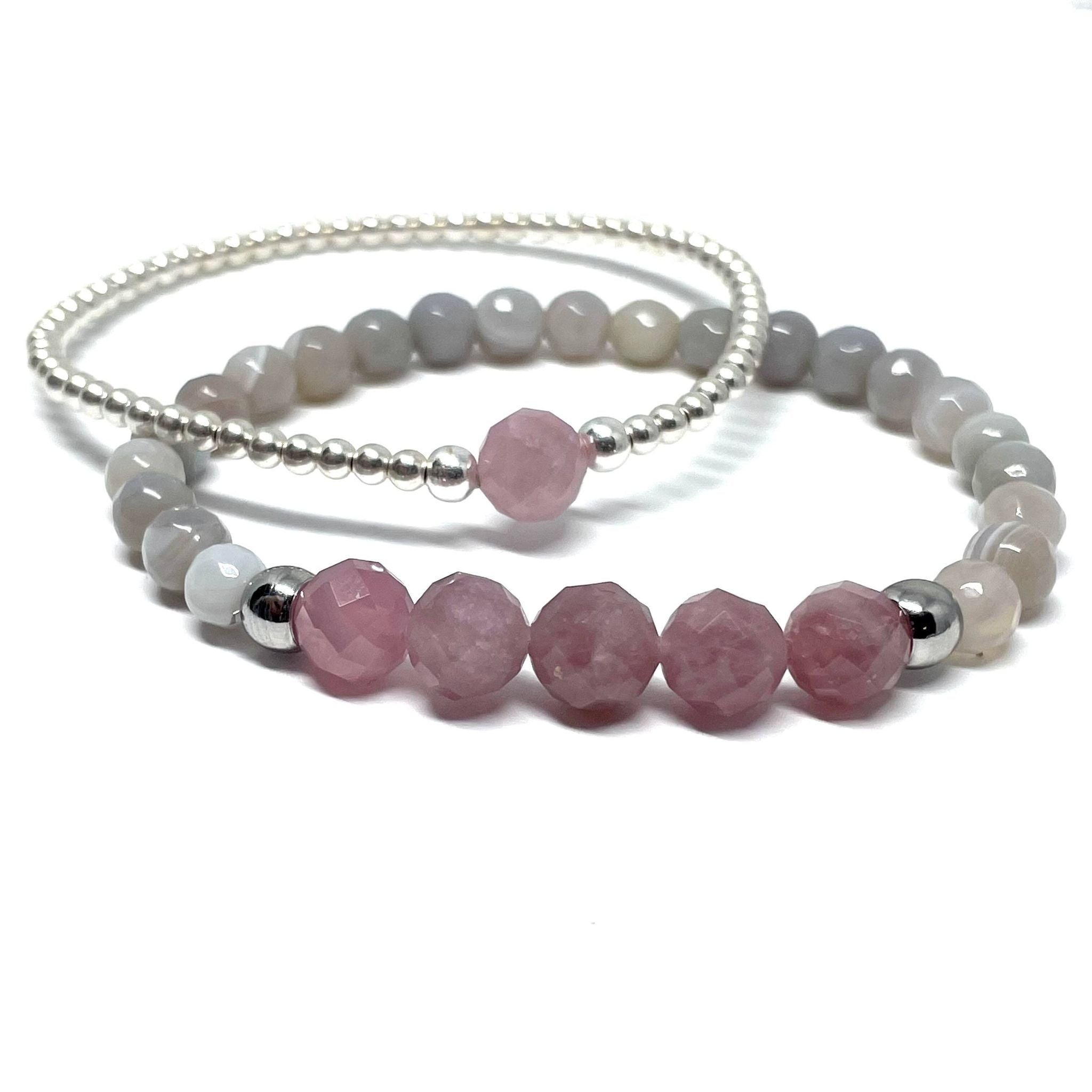 The “Bliss" Sterling Silver & Mala Bracelet Set