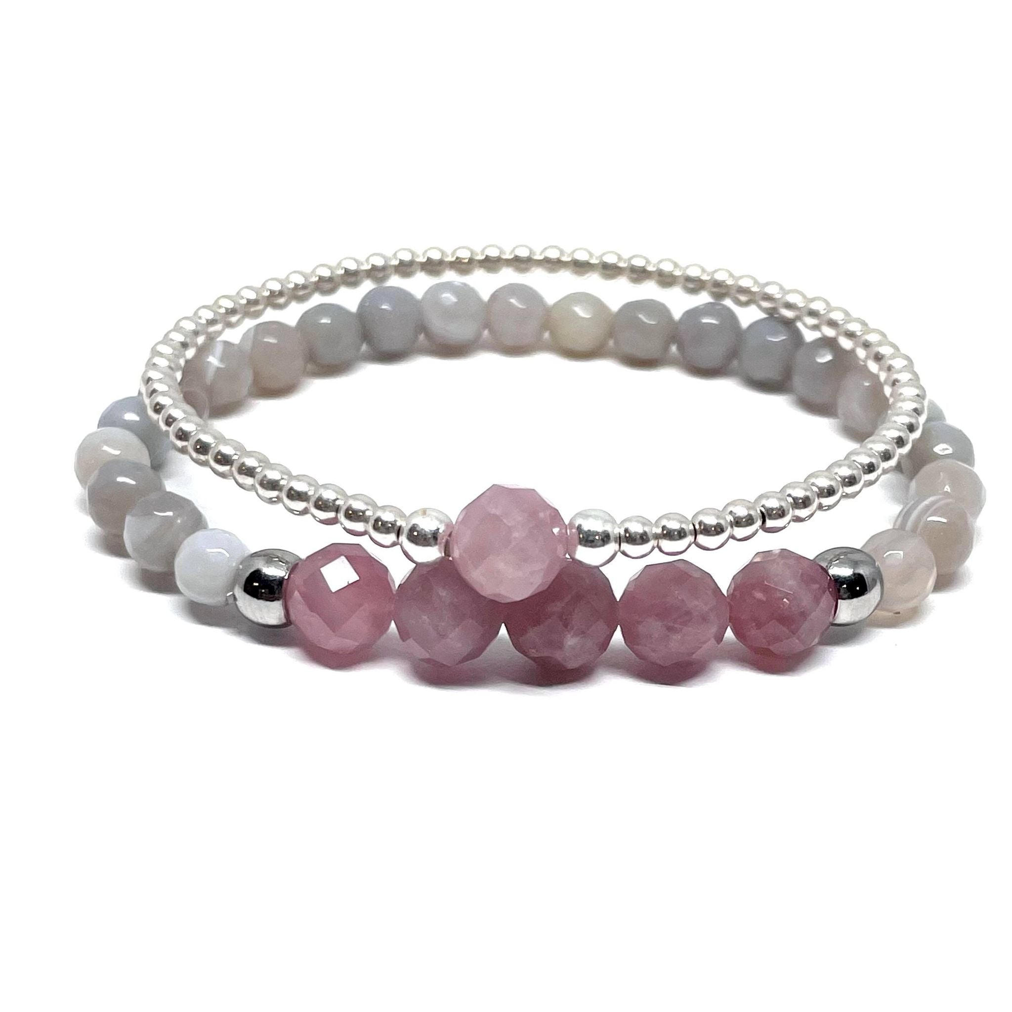 The “Bliss" Sterling Silver & Mala Bracelet Set