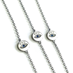 The “Deja" Sterling Silver & CZ Evil Eye Bracelet