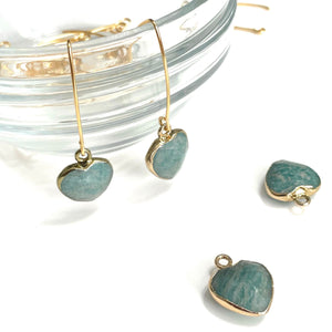 Amazonite Faceted Heart Gold Earrings