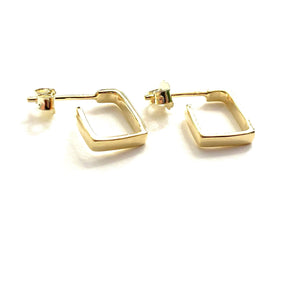 Gold 4-Sided Rectangular Stud Earrings