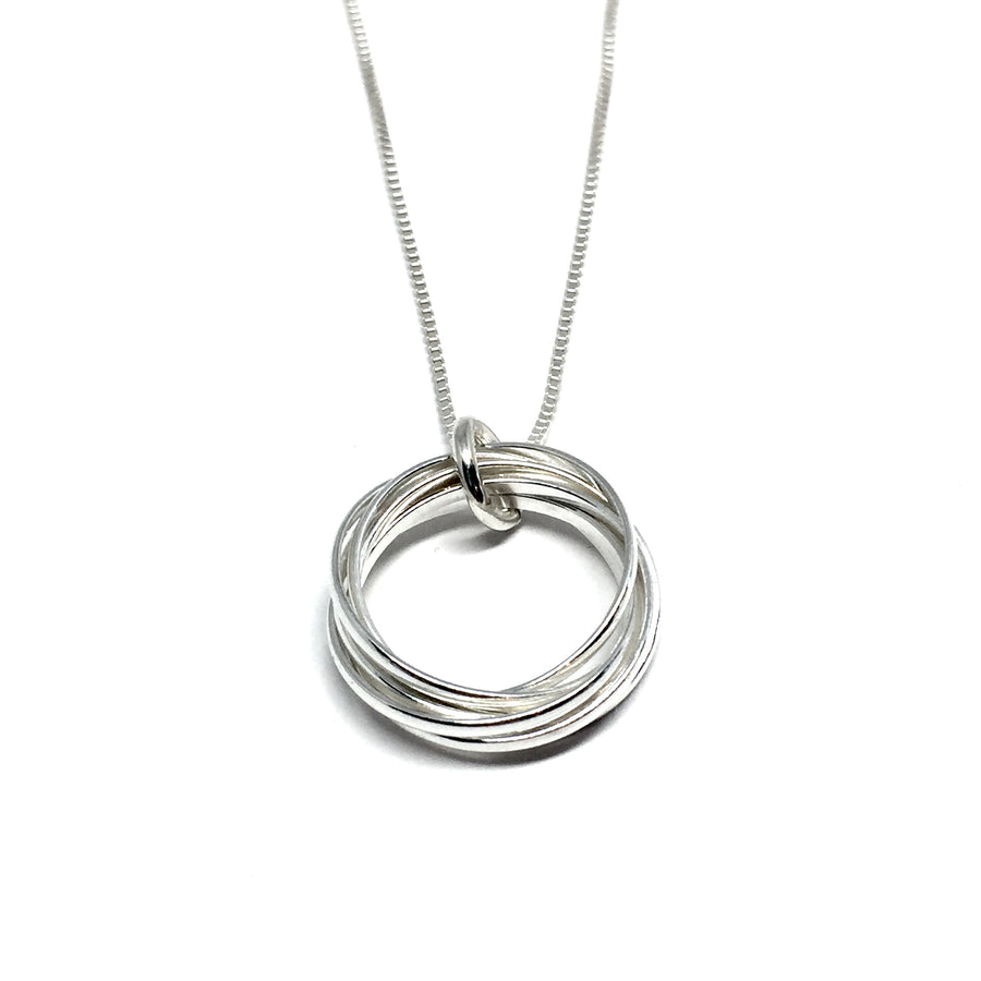 60th Birthday Sterling Silver Six Ring Necklace