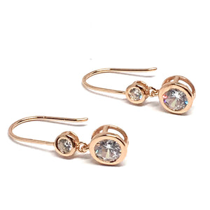 ROSE GOLD OVER STERLING SILVER CUBIC ZIRCONIA DANGLE EARRINGS
