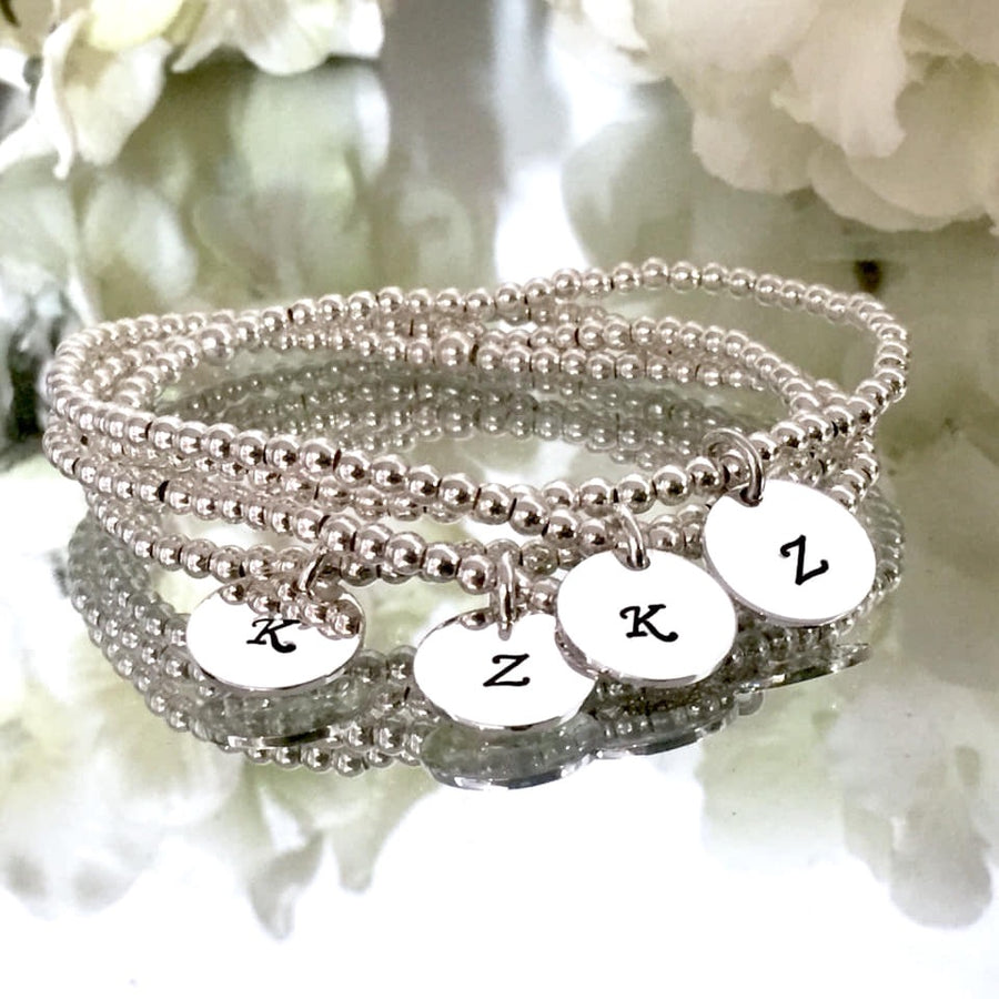 3mm Silver Bracelet with Custom Initial