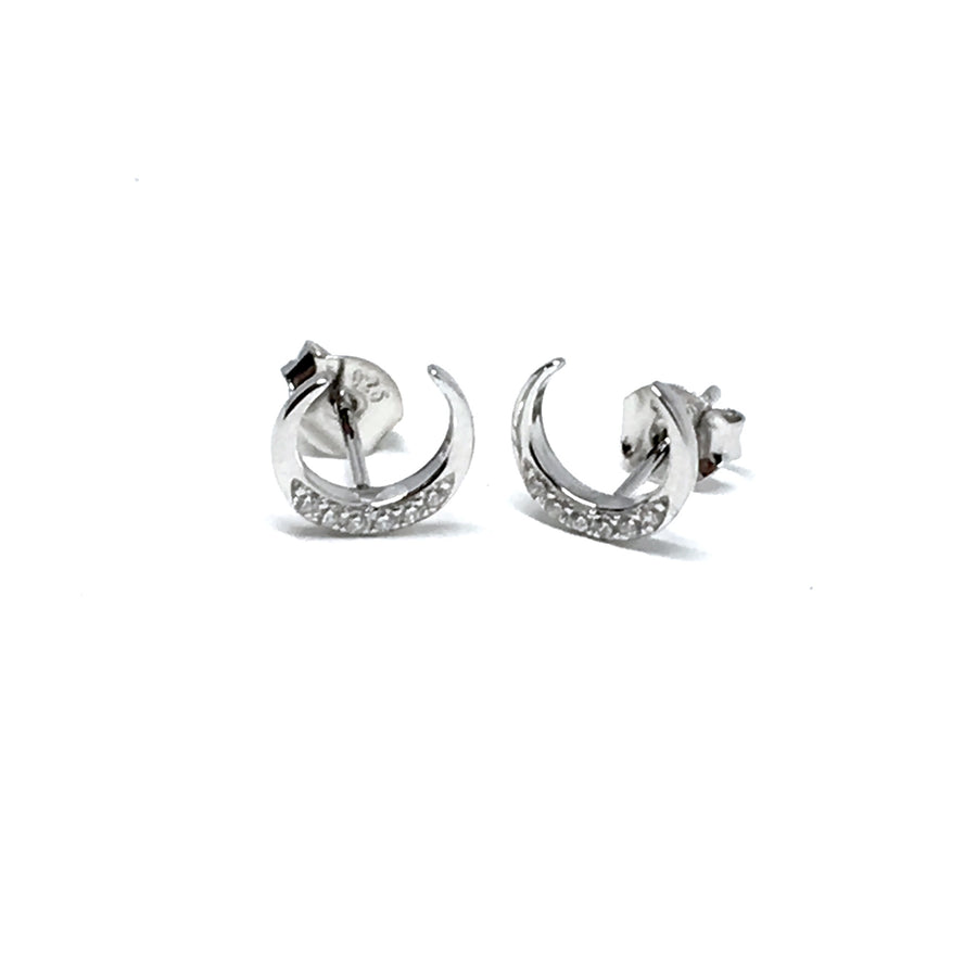 STERLING SILVER & CUBIC GOODNIGHT MOON EARRINGS