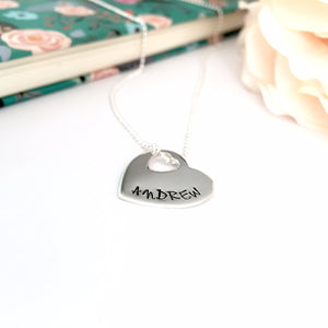 Custom Hand Stamped Open Heart Necklace