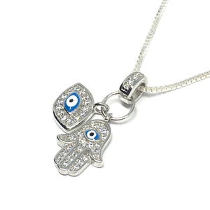 Sterling Silver Hamsa Hand & Seeing / Evil Eye