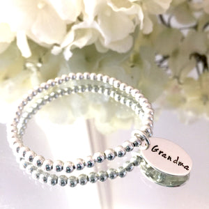 4mm Silver Bracelet with Custom Oval Tag