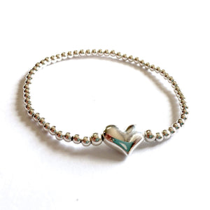 3mm Sterling Silver Puffed Heart Bracelet