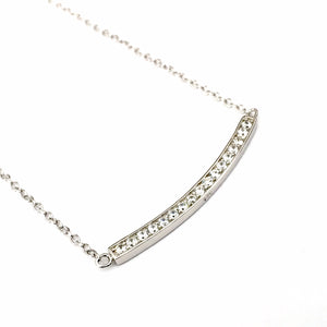 Sterling Silver Curved Bar Cubic Necklace