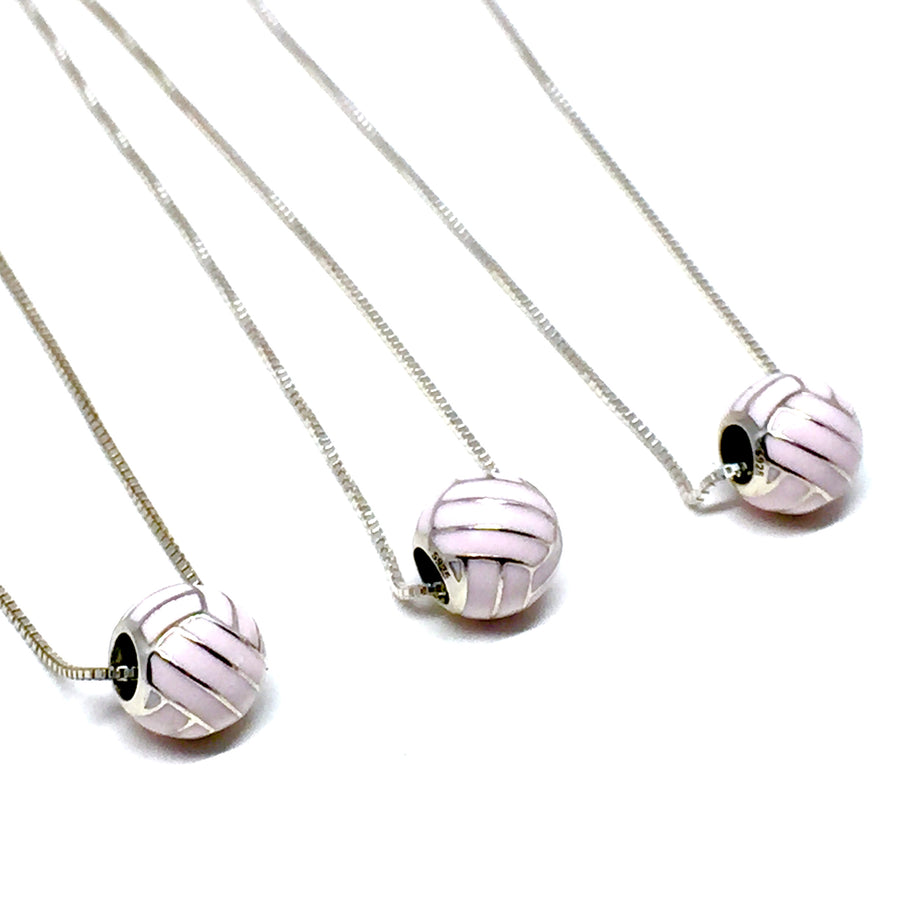 STERLING SILVER PINK VOLLEYBALL NECKLACE