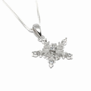 Sterling Silver & Cubic Z Snowflake Necklace