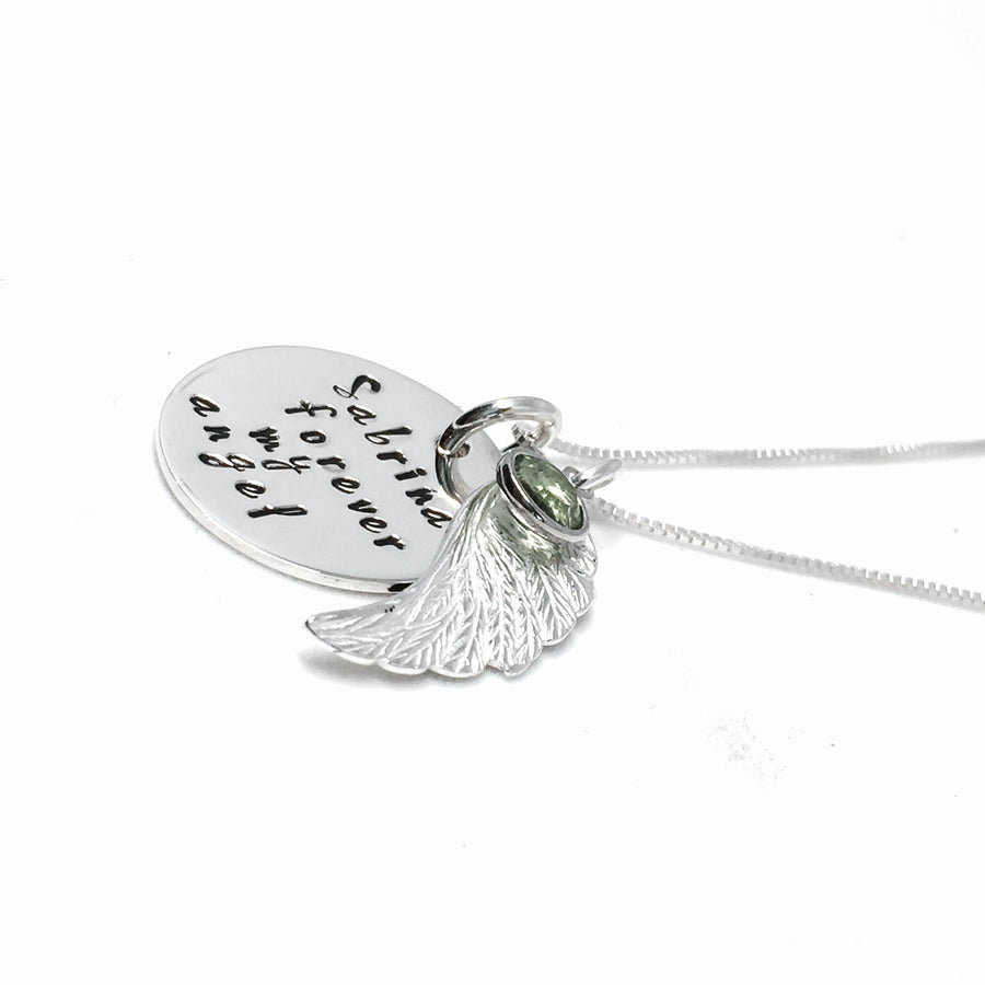 Custom Angel Wing Necklace (19.5mm Charm)