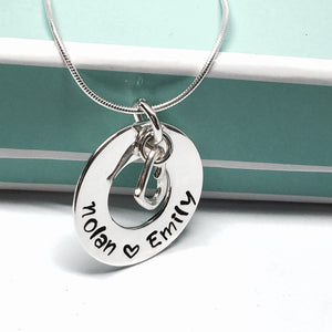 Custom Hand Stamped Circle of Life Necklace w/Heart