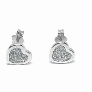 Sterling Silver Stardust Heart Earrings