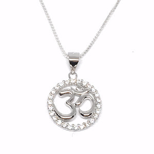 Sparkly Cubic Z Om Charm Necklace