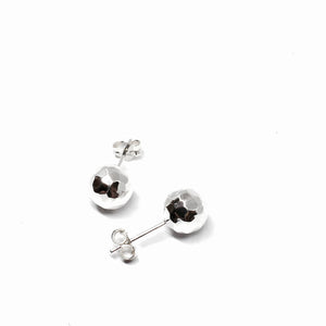 STERLING SILVER 8MM HAMMERED BALL EARRINGS