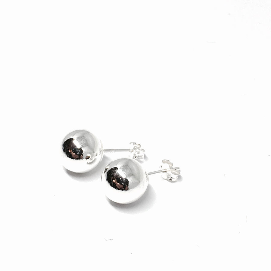 10MM STERLING SILVER SMOOTH BALL STUD EARRINGS
