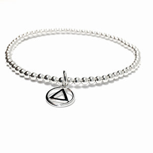 3mm Silver Stretch Bracelet with AA Recovery charm