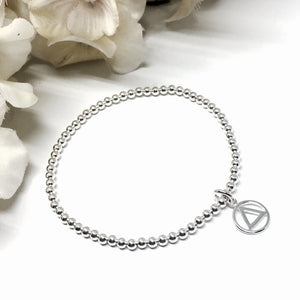 3mm Silver Stretch Bracelet with AA Recovery charm