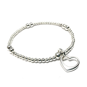 Sterling Silver Open Heart Bracelet