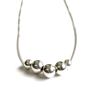 Sterling Silver Ball Bead Necklace (Mixed Size)