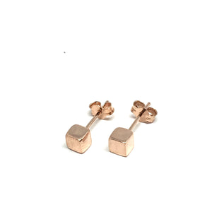4-5-6-7MM ROSE GOLD OVER STERLING SILVER CUBE EARRINGS
