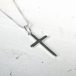 Smooth Finish Sterling Silver Cross Necklace