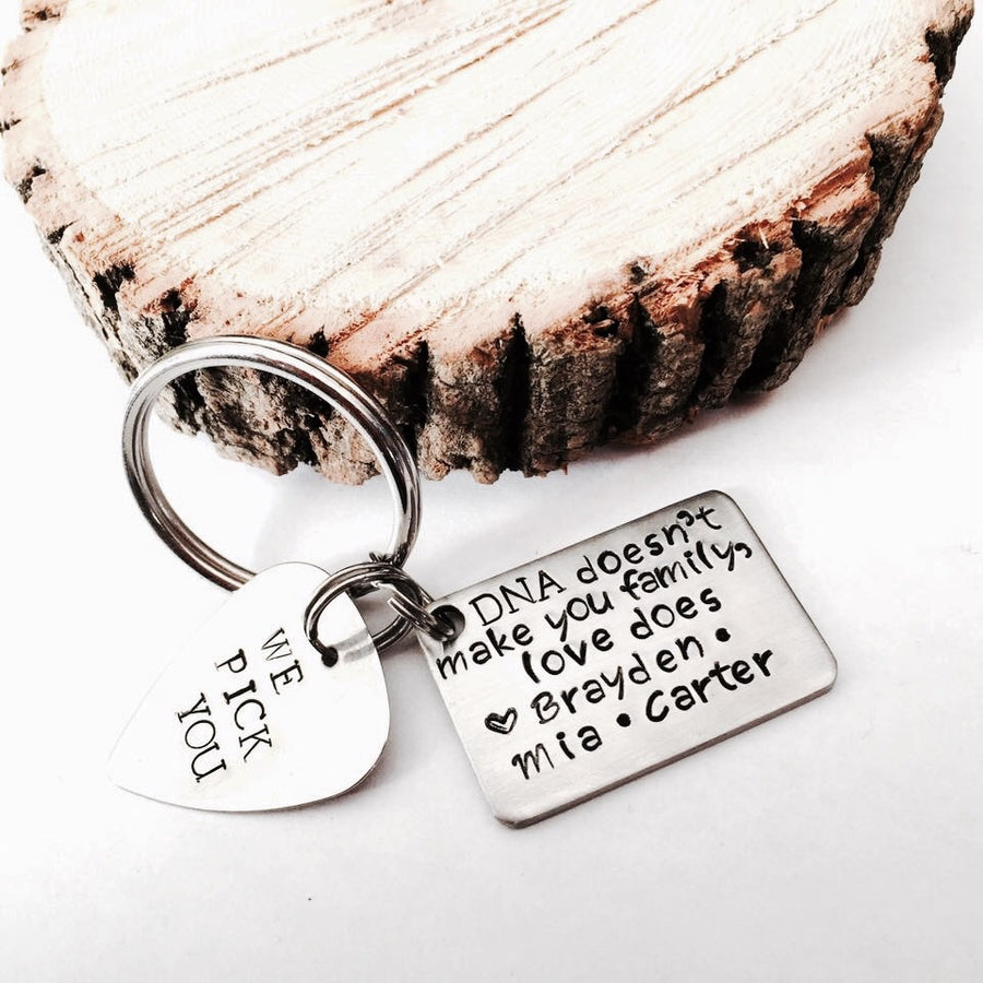 Double Custom Hand Stamped Keychain