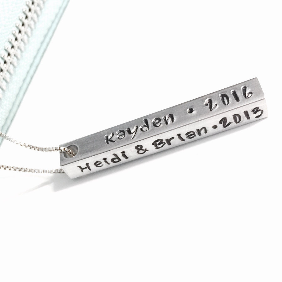 4D Rectangle Necklace - Custom Stamped