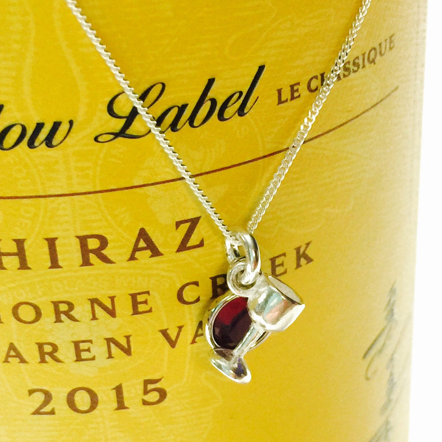 Sterling Silver Red Wine Necklace