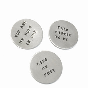 3 Custom Hand Stamped Golf Ball Markers